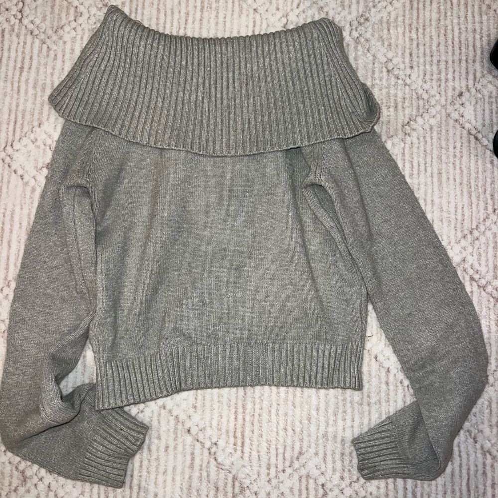 Subdued Gray Off-Shoulder Women's Sweater